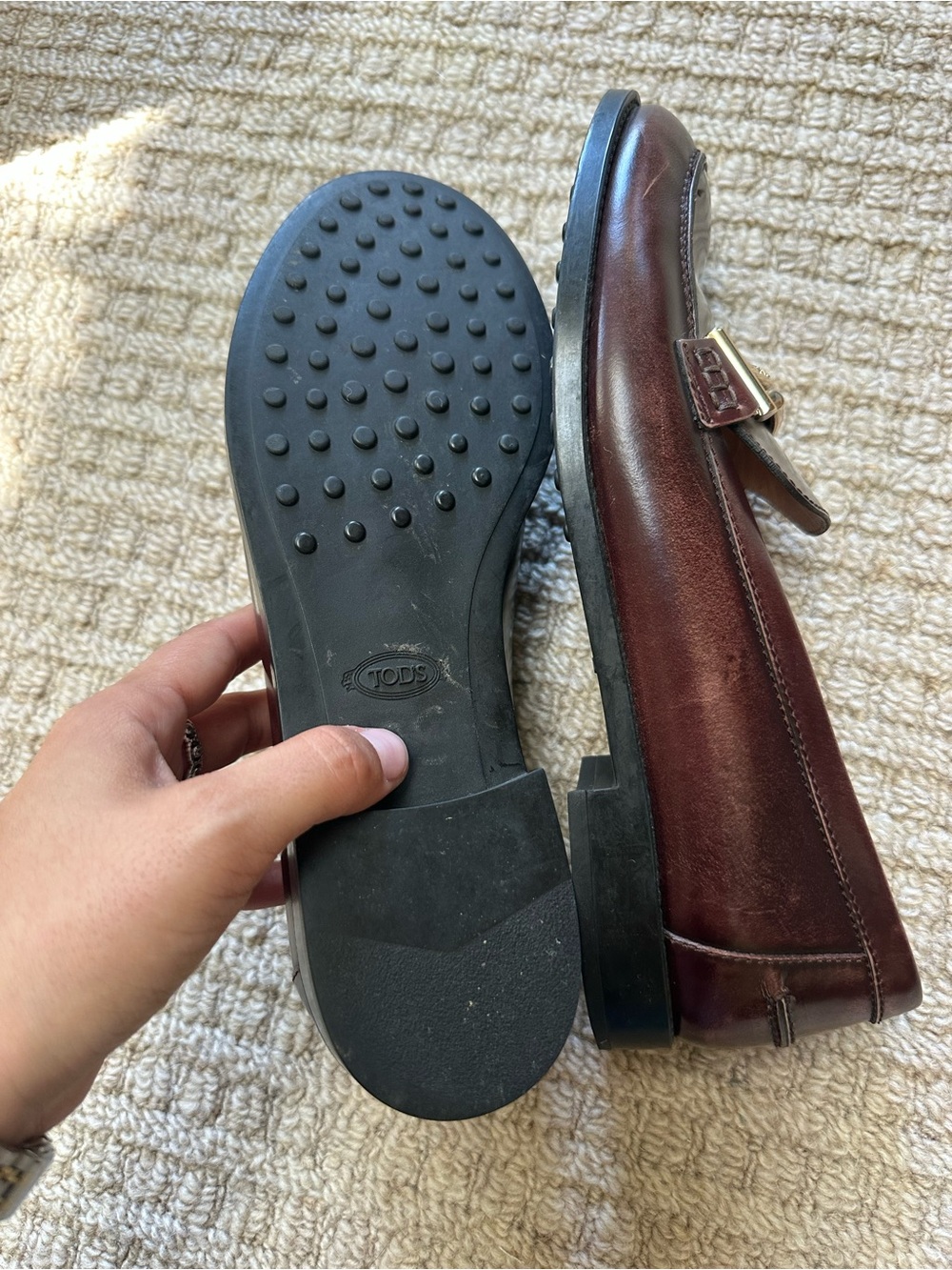 Tod’s Women’s Leather Brown & Gold Classic Loafer Sz 38.5 - Picture 7 of 7